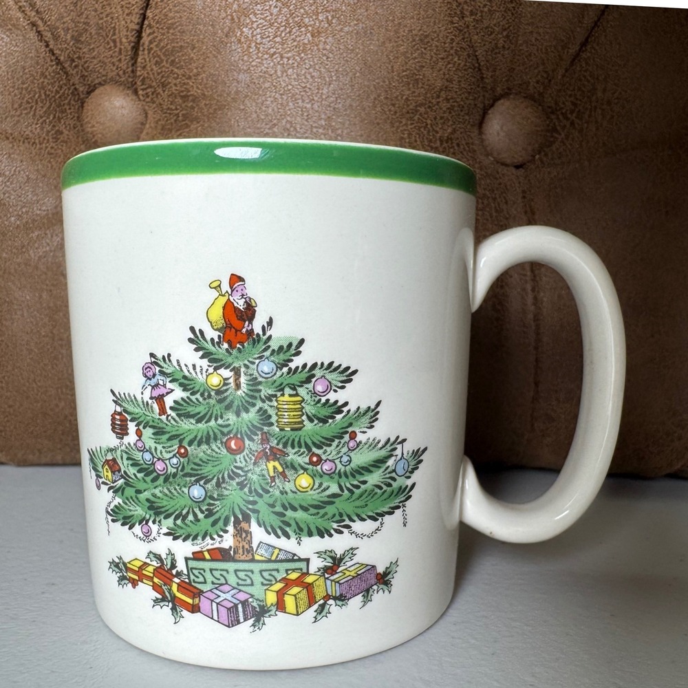 Spode Coffee‎ Mugs Set of 4 Christmas Tree Holiday Ceramic Collectible VTG